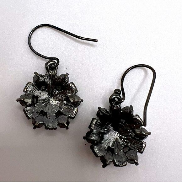 *3/$20* Gunmetal tone dangle earrings with black and clear rhinestones - Picture 3 of 3